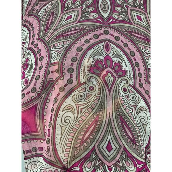 Y2K Sheer Pink Paisley Mesh Rhinestone Top Batwing Embellished Blouse Small INC - Picture 6 of 7